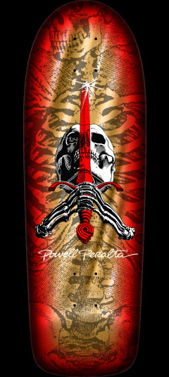 Powell Peralta OG Skull & Sword Reissue Skateboard Deck Gold Foil - 10 x 30