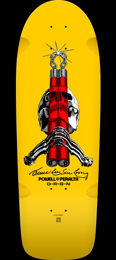 Powell Peralta Skull & Nunchucks Bruce Lee Collab Skateboard Deck Yellow - 10 x 30