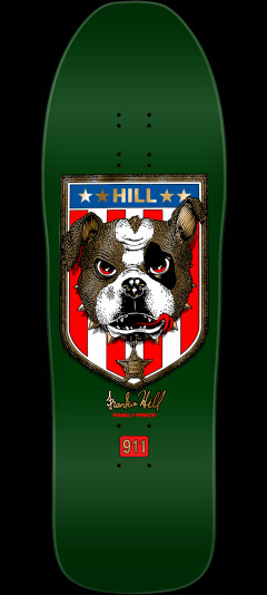 Powell Peralta Frankie Hill Bulldog Reissue Skateboard Deck Green / Gold Foil - 10 x 31.5