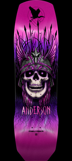 Powell Peralta Pro Andy Anderson Heron 7-Ply Maple Skateboard Deck Pink Foil - 9.13 x 32.8