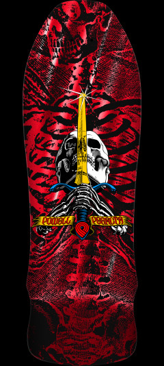 Powell Peralta Geegah Skull & Sword Reissue Red Foil Skateboard Deck  - 9.75 x 30