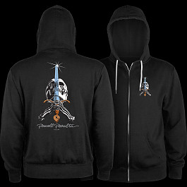 Powell Peralta Skull & Sword Lightweight Zip Hoodie Black - Powell