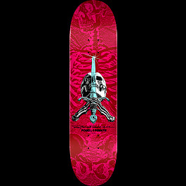 Powell Peralta Skull and Sword Skateboard Deck Red/Pink - Shape