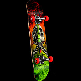 Powell Peralta Skull and Sword Storm Complete Skateboard Red/Lime