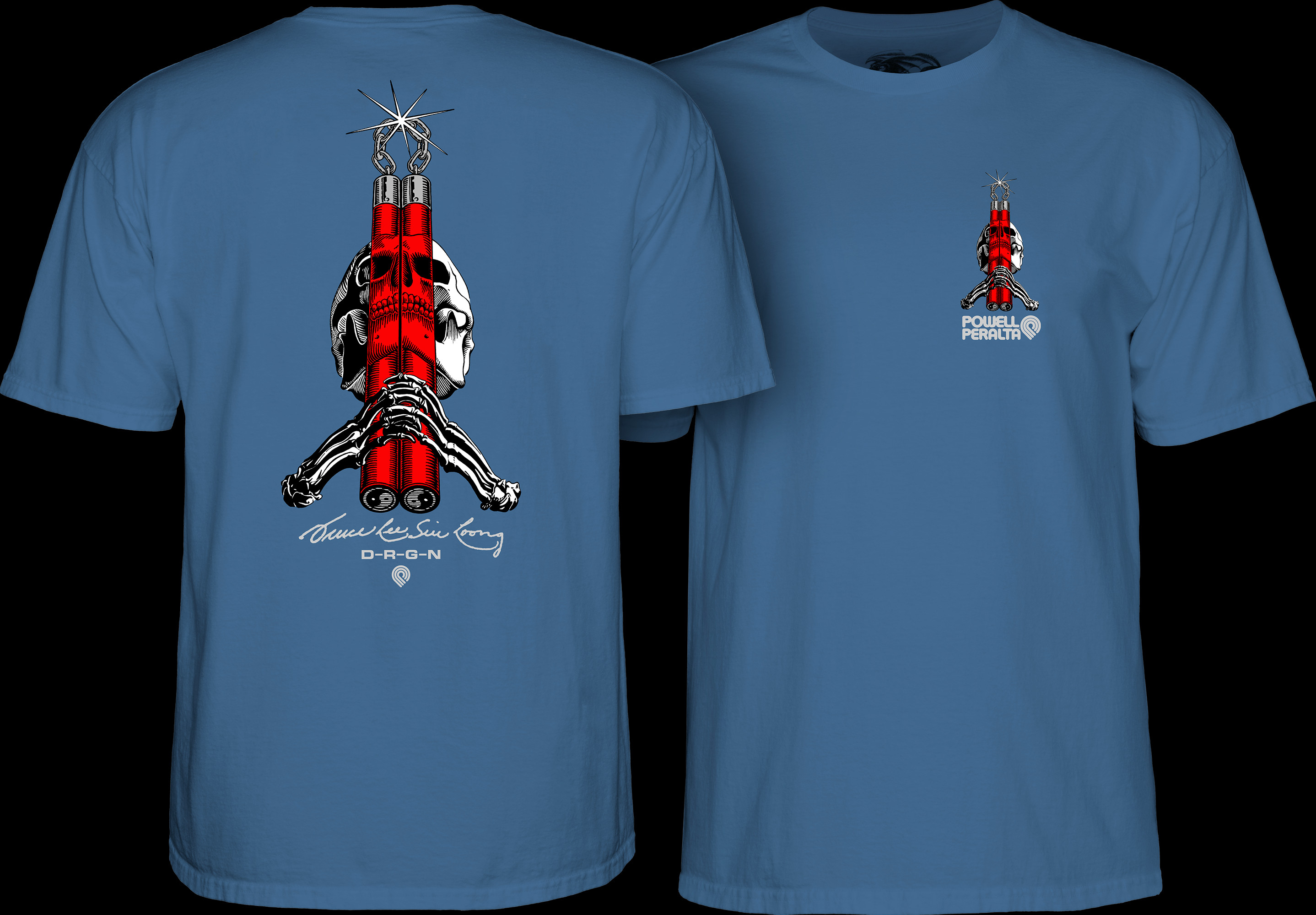 パウエルＴ Powell Peralta Skull & Nunchucks Bruce Lee Collab T-shirt - Indigo