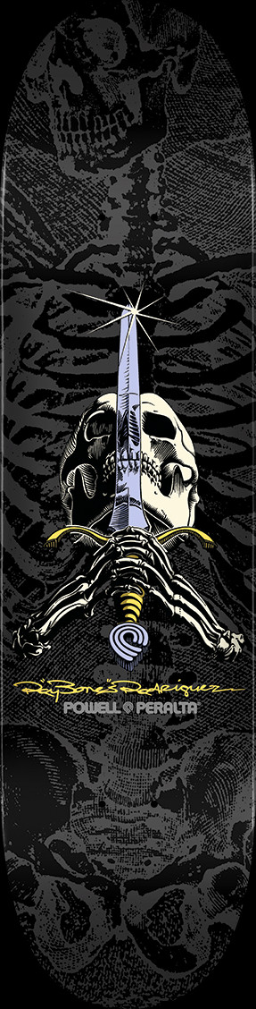 Powell Peralta Rodriguez Skull and Sword Skateboard Deck Grey