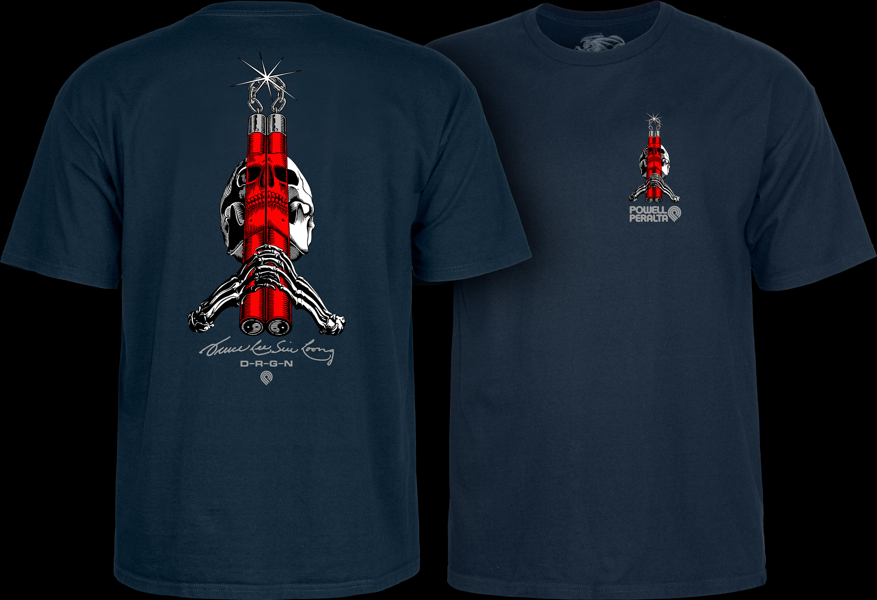 Powell Peralta Skull & Nunchucks Bruce Lee Collab T-shirt - Navy