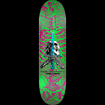 Powell Peralta Skull and Sword Skateboard Deck Pink/Green - Shape 247 - 8 x 31.45