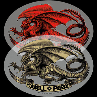 Powell Peralta Oval Dragon Sticker (Singles) - Red and Gold