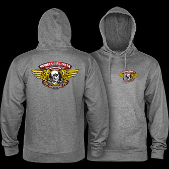 Powell Peralta Winged Ripper Hooded Sweatshirt Mid Weight Gunmetal Heather