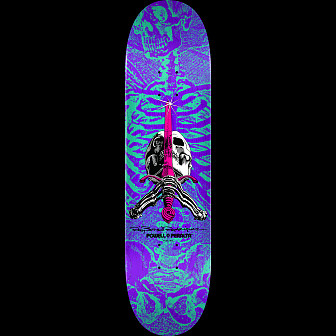 Powell Peralta Skull and Sword Skateboard Deck Turquoise/Purple - Shape 248 - 8.25 x 31.95