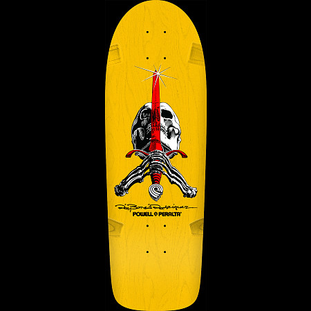 Powell Peralta OG Rodriguez Skull & Sword Deck 10 x 30 - Yellow - Attic  Skate & Snow Shop