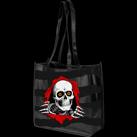 Powell Peralta Skateboards Shopping Bag – Non-Woven Navy Blue Tote, 12x16 Inches, Screen Printed Graphics