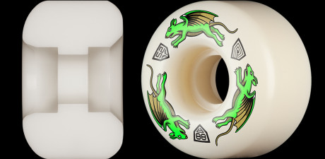 Powell Peralta Nano Rats 88A - AV4 Asymmetrical Shape - Medium Ride Patch - 52mm x 34mm 88A AV4 Skateboard Wheels 4pk