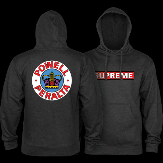 Powell Peralta Supreme Hooded Sweatshirt Mid Weight Charcoal ...