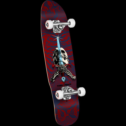 Powell Peralta Mini Skull and Sword Complete Skateboard Blue/Red 