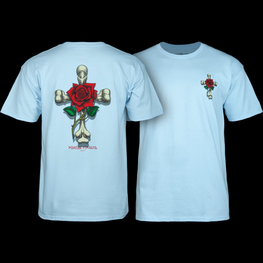 Powell Peralta T-shirt Rose Cross Blue
