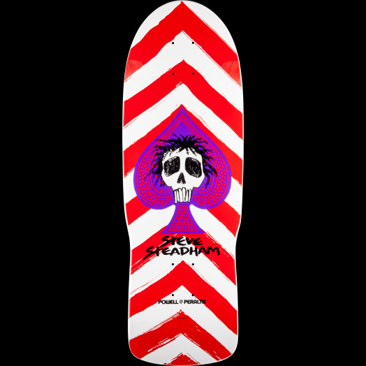 Powell Peralta Steadham Skull and Spade Skateboard Deck red/wht - 10 x 30.125
