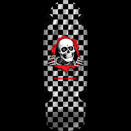 Powell Peralta OG Ripper Checker Reissue Skateboard Deck Silver Foil Ink - 10 x 30
