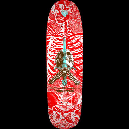 Powell Peralta Rodriguez Skull & Sword 5 FLIGHT® Skateboard Deck Red/Wht  9.265 x 32