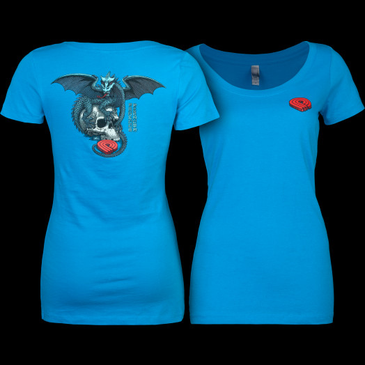 Powell Peralta Woman's T-Shirt Dragon Skull Turquoise