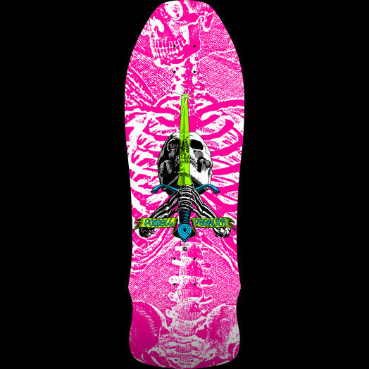Powell Peralta GeeGah Skull & Sword Skateboard Deck Hot Pink - 9.75 x 30