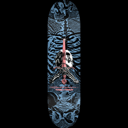 Powell Peralta Skull and Sword Skateboard Deck Blue - Shape 245 - 8.75 x 32.95