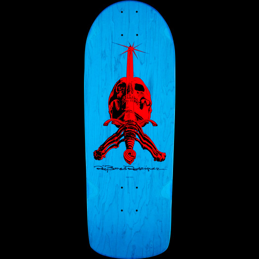 Powell Peralta OG Rodriguez Skull and Sword Skateboard Deck Blue - 10 x 28.25