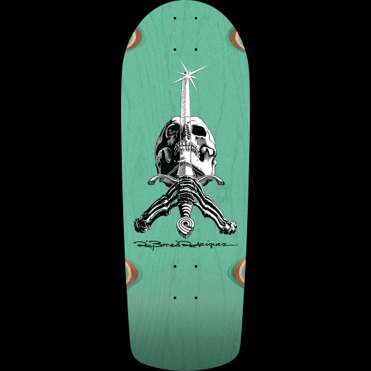 Powell Peralta OG Snub Ray Rodriguez Skull & Sword Reissue Skateboard Deck Teal Stain - 10 x 28.25
