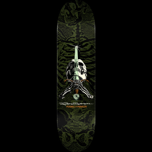 Powell Peralta Rodriguez Skull and Sword Skateboard Deck Green - Shape 246 - 9 x 32.95