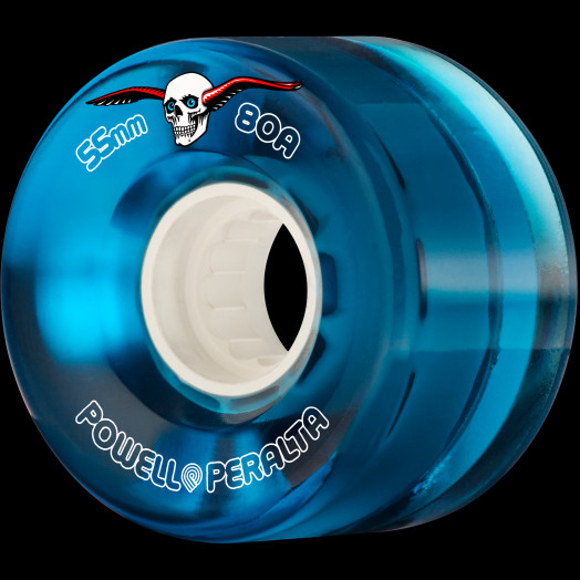 Powell Peralta Clear Cruiser Skateboard Wheels Blue 55mm 80A 4pk