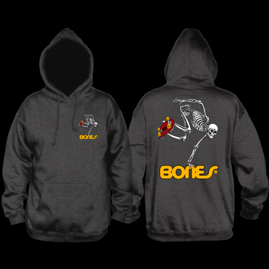 Powell Peralta Skateboarding Skeleton Hooded Sweatshirt Charcoal