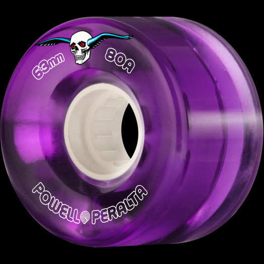 Powell Peralta Clear Cruiser Skateboard Wheels Purple 63mm 80A 4pk