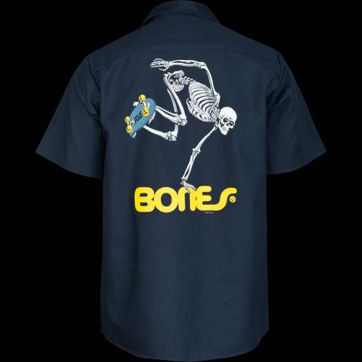 Powell Peralta Skateboarding Skeleton Work Shirt - Navy