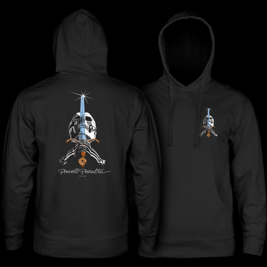 Powell Peralta Skull & Sword Midweight Hooded Sweatshirt - Black
