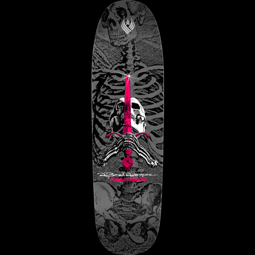 Powell Peralta Rodriguez Skull & Sword FLIGHT® Skateboard Deck Black/Silver- 9.265 x 32