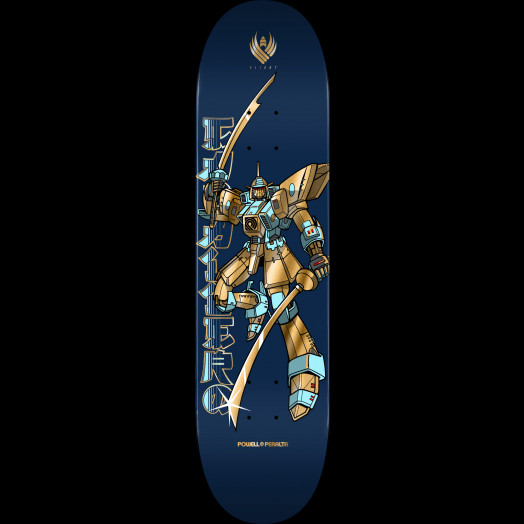 Powell Peralta Steve Caballero Gundam FLIGHT Skateboard Deck Blue / Gold Foil - Shape 244 - 8.5 x 32.08