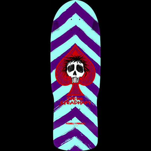 Powell Peralta Steadham Skull & Spade Skateboard Deck Purp/Aqua Reissue - 10 x 30.125