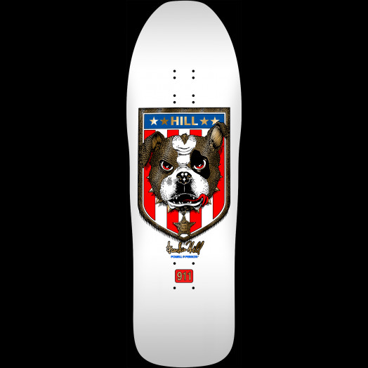 Powell Peralta Frankie Hill Bulldog Reissue Skateboard Deck White / Gold Foil - 10 x 31.5