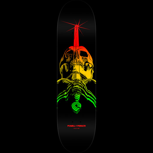 Powell Peralta Skull & Sword Skateboard Deck Rasta Fade - Shape 246 - 9 x 32.95