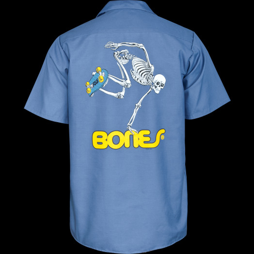 Powell Peralta Skateboarding Skeleton Work Shirt - Blue