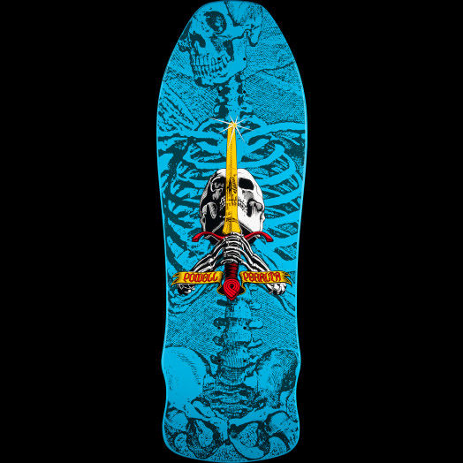 Powell Peralta Geegah Skull and Sword Skateboard Deck Blue - 9.75 x 30