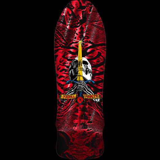 Powell Peralta Geegah Skull & Sword Reissue Red Foil Skateboard Deck  - 9.75 x 30