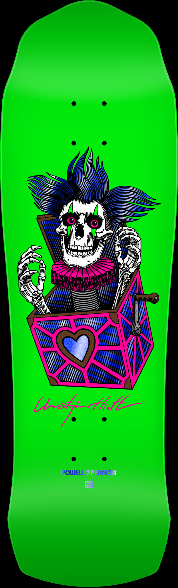 Powell Peralta Pro Chris Hiett Skull 7-Ply Skateboard Deck - 9.5 x