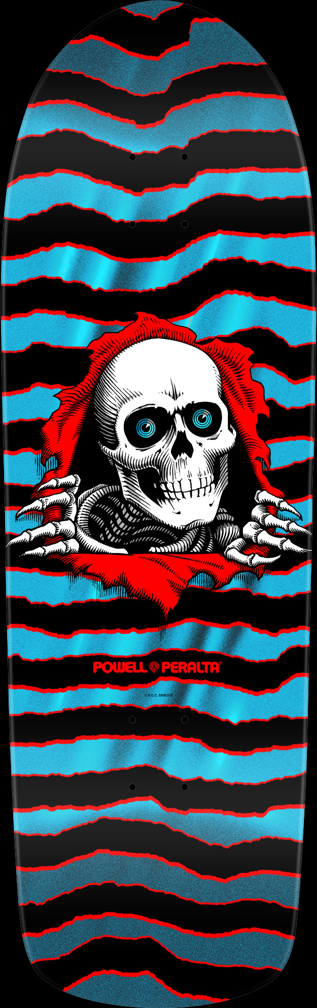 Powell Peralta Old School Ripper Skateboard Deck Red / Blue Foil