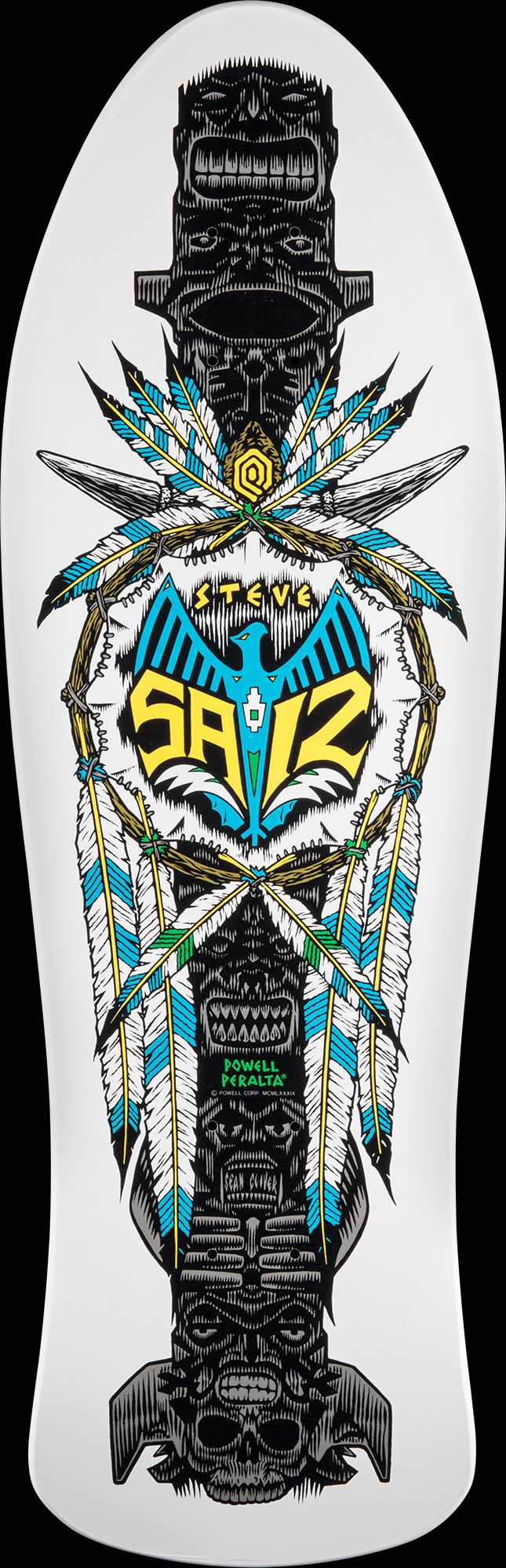 Powell Peralta Saiz Totem Skateboard Deck White - 10 x 30.81