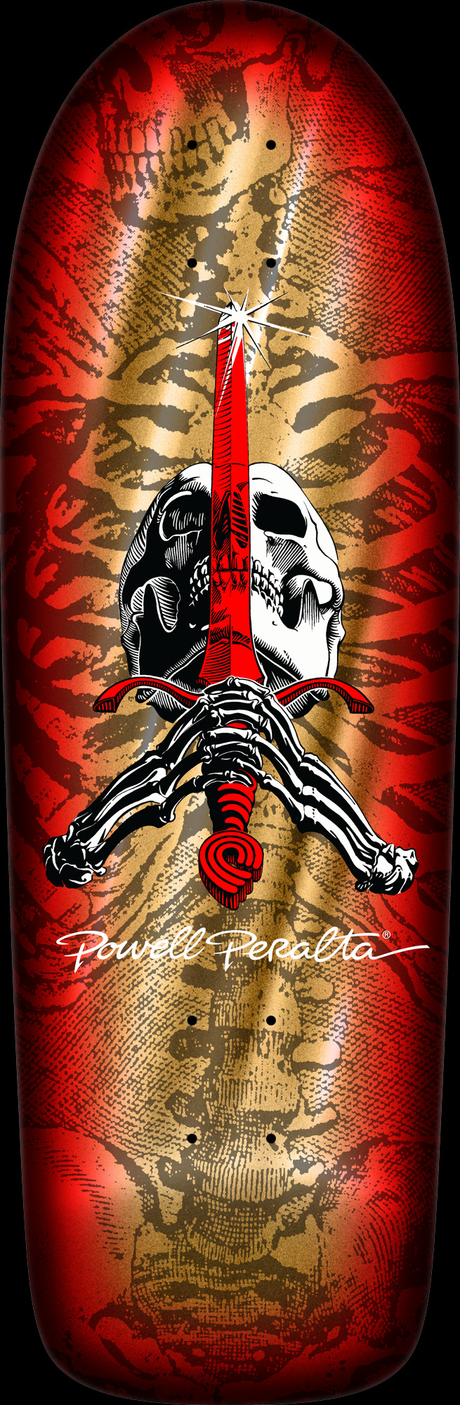 powellプロデッキ 骸骨と剣 グラフィック Powell Peralta OG Skull & Sword Reissue Skateboard Deck Gold Foil