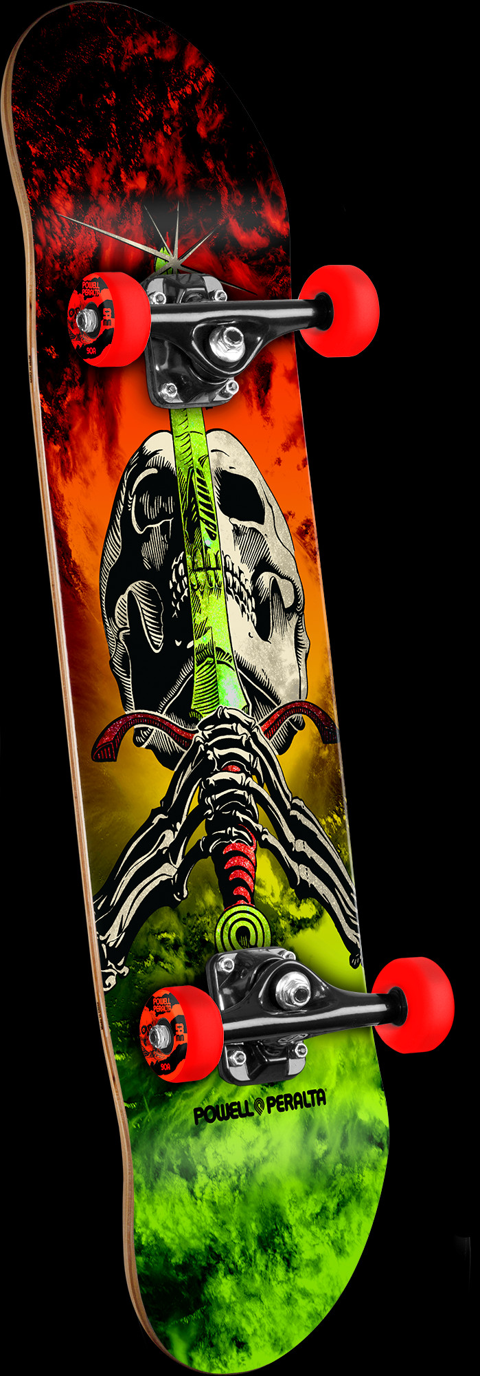 Powell Peralta Skull and Sword Storm Complete Skateboard Red/Lime