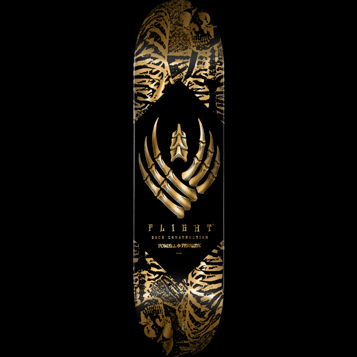 Powell Peralta Skeleton Gold Foil FLIGHT Skateboard Deck - 8.63