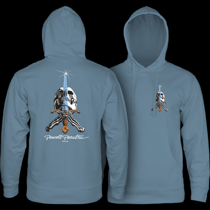 Powell Peralta Skull & Sword Hooded Sweatshirt Mid Weight Storm